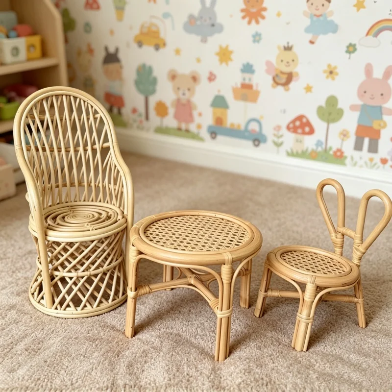 Photography Life - 1pc Rattan Wood Handmade Woven Desks