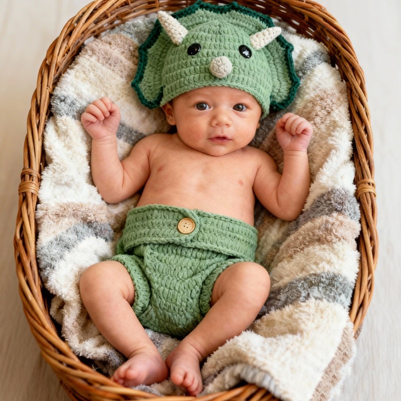 2pcs Crochet Dinosaur Newborn  - Photography Outfit 评论和价格