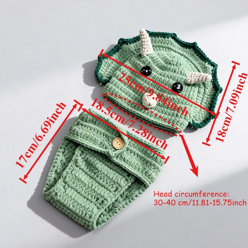 2pcs Crochet Dinosaur Newborn  - Photography Outfit 评论和价格