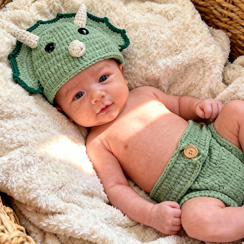 2pcs Crochet Dinosaur Newborn  - Photography Outfit 评论和价格